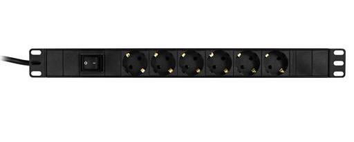 Maitinimo panelė 19 6xCEE 7/4 jacks , 1xCEE 7/7 Deltaco, 3m, juoda / GT-8530