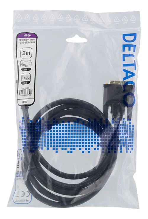 HDMI į DVI laidas Deltaco 2m pakuotėje
