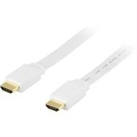 Plokščias baltas HDMI kabelis su auksuotomis jungtimis