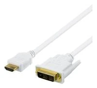 Baltas HDMI-DVI vaizdo kabelis su auksinėmis jungtimis