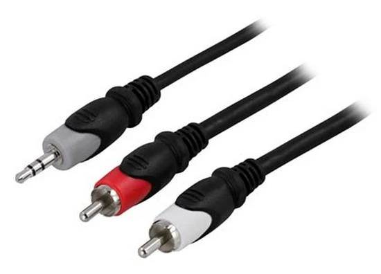 Deltaco 3.5 mm į 2xRCA garso kabelis su spalvotomis jungtimis