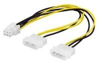 Adapteris kabelis DELTACO 2x4 pin, 6-pin PCI-Express, 0.25m / SSI-45