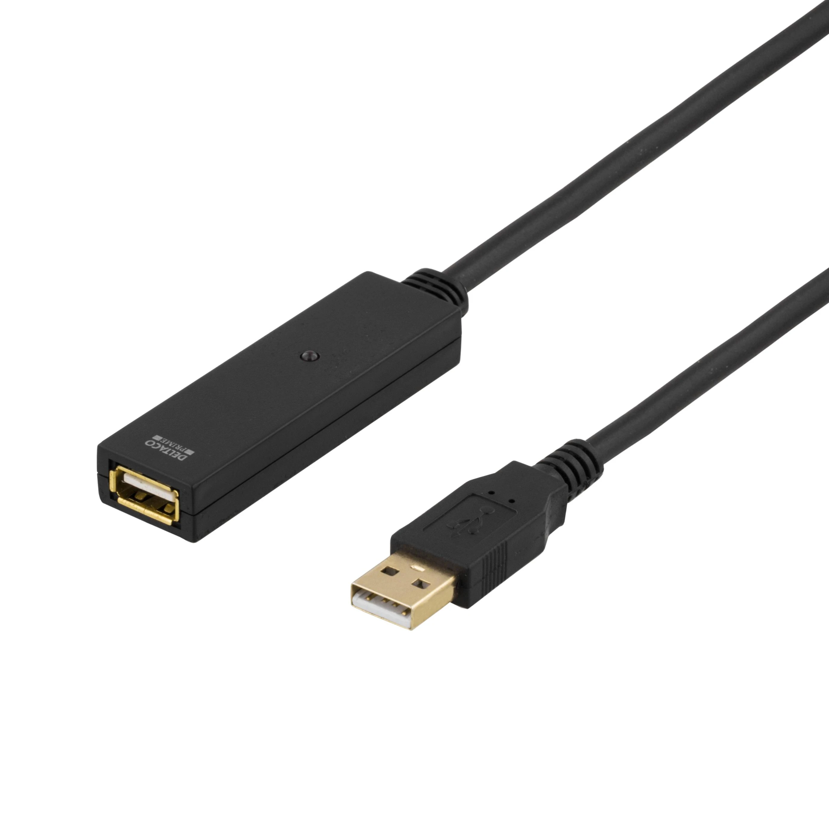 Kabelis DELTACO USB 2.0 ilgintuvas, 15.0m, aktyvus, juodas / USB2-EX15M