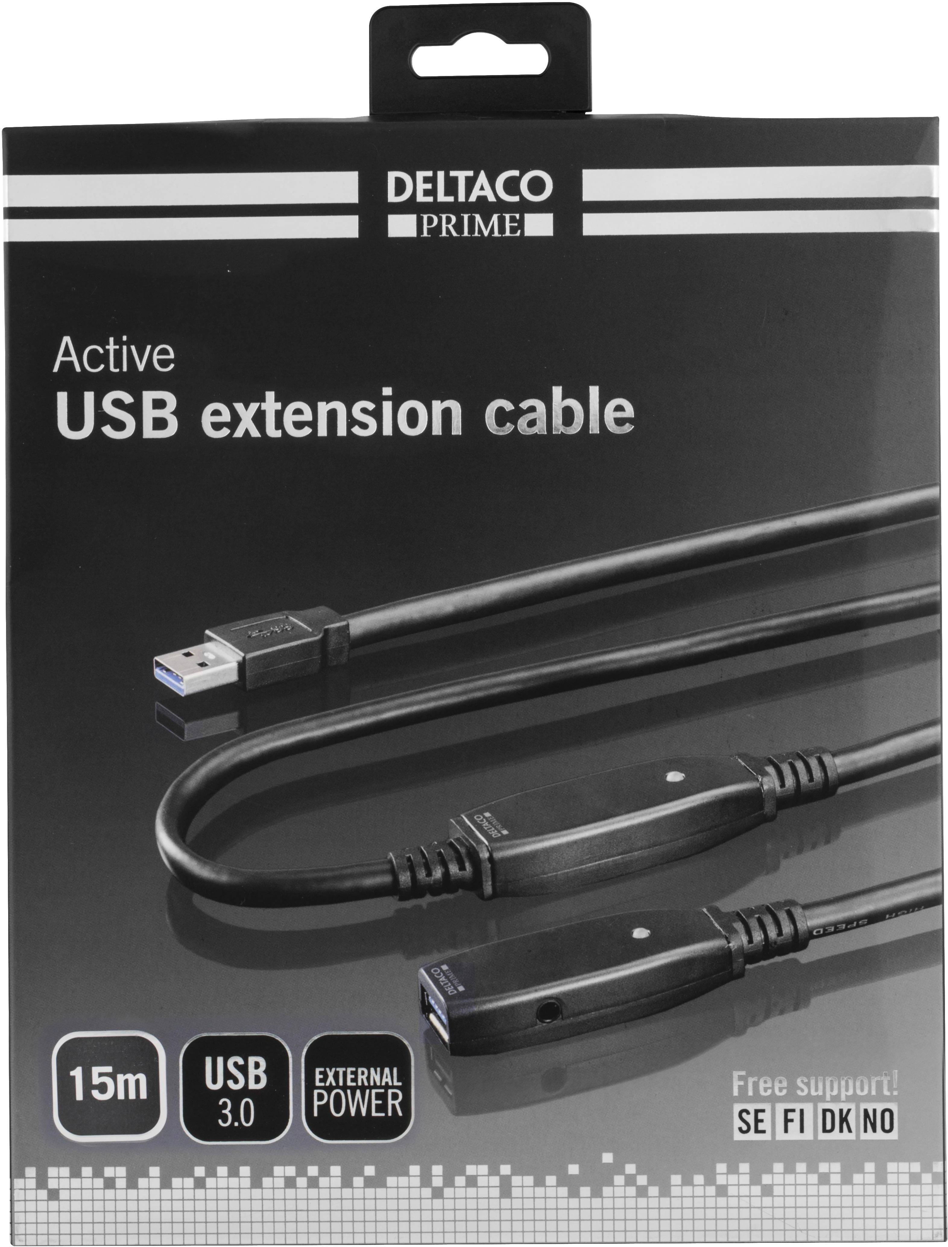 Kabelis DELTACO USB 3.0, 15.0m, juodas / USB3-1008