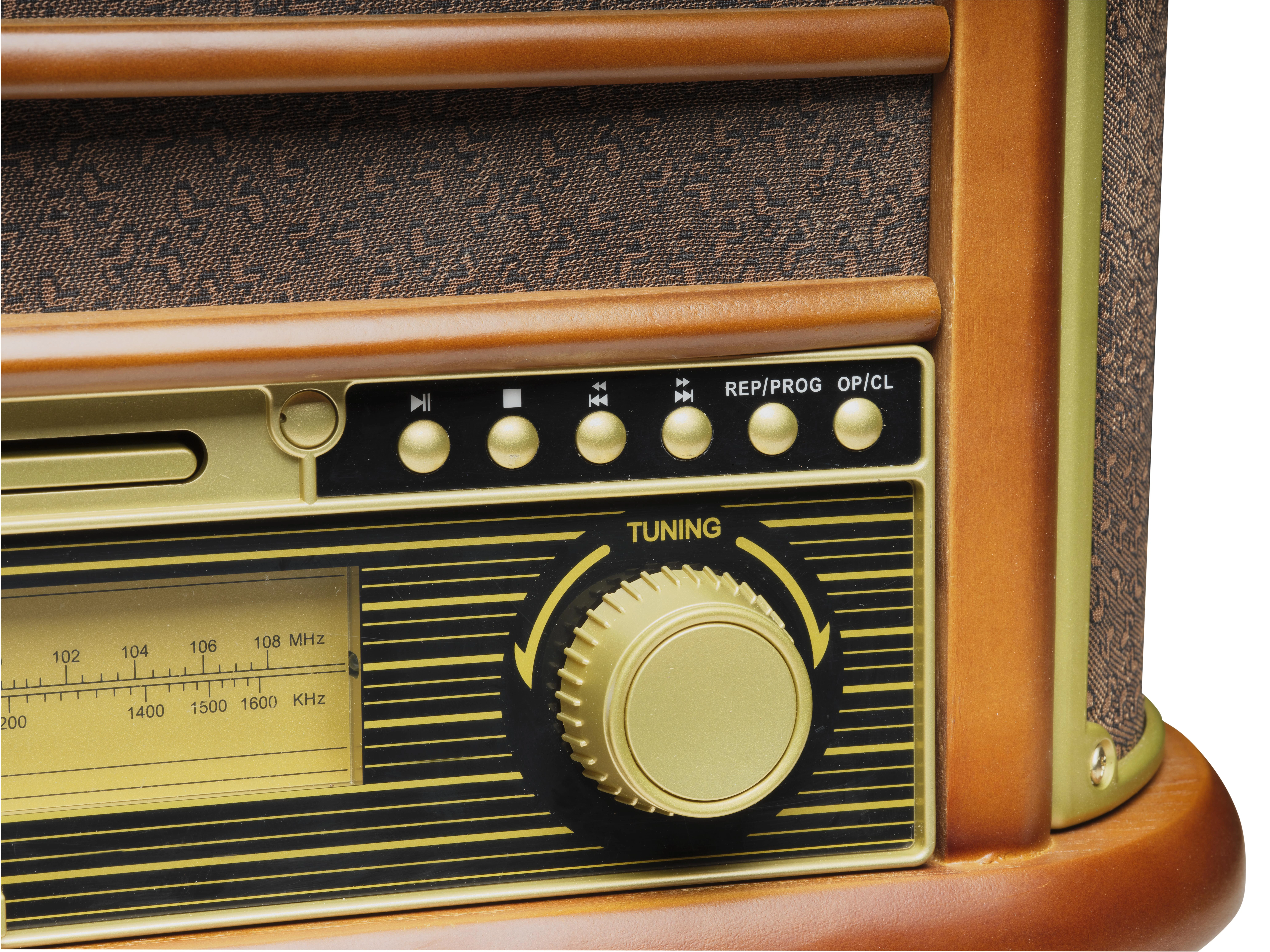 Patefonas Denver MCR-50 su radijo ir kasečių funkcija, rudas