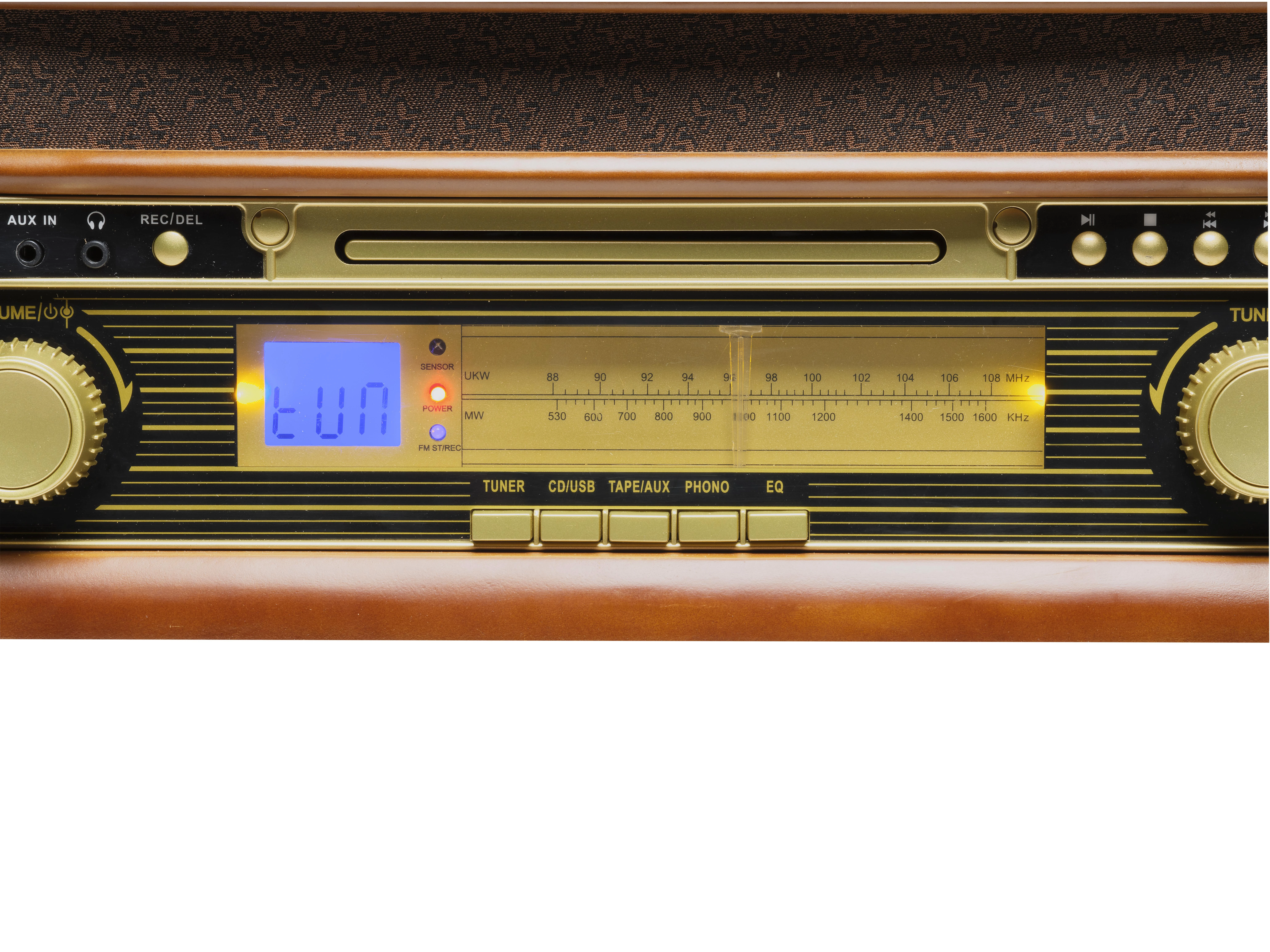 Patefonas Denver MCR-50 su radijo ir kasečių funkcija, rudas