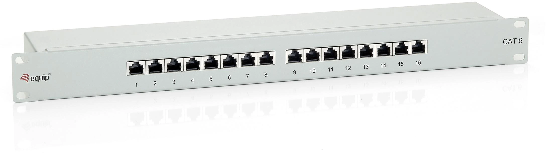 Komutacinė panelė Equip 19'' 16 port 1U cat.6 ekranuota Pilka