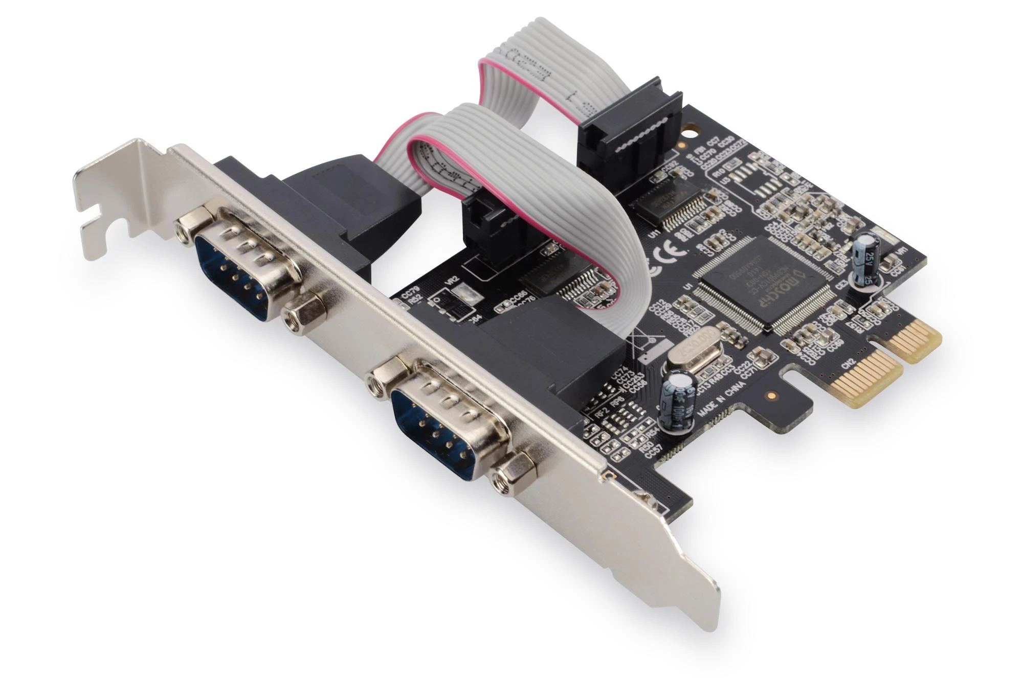 Assmann Electronic DIGITUS PCIexpress kortelė 2xserial DB9 MCS9901 mikroschemų rinkinys su 2 LP laikikliu