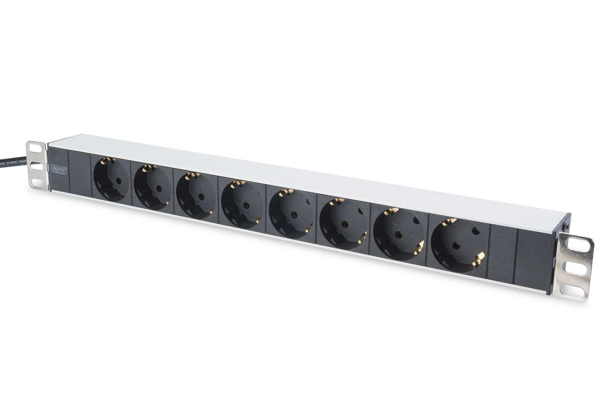 Assmann Electronic DIGITUS 19inch Outlet stripe aliuminio 8x Schuko juodas 16A 4000W In 1x Schuko incl.metal mount kit