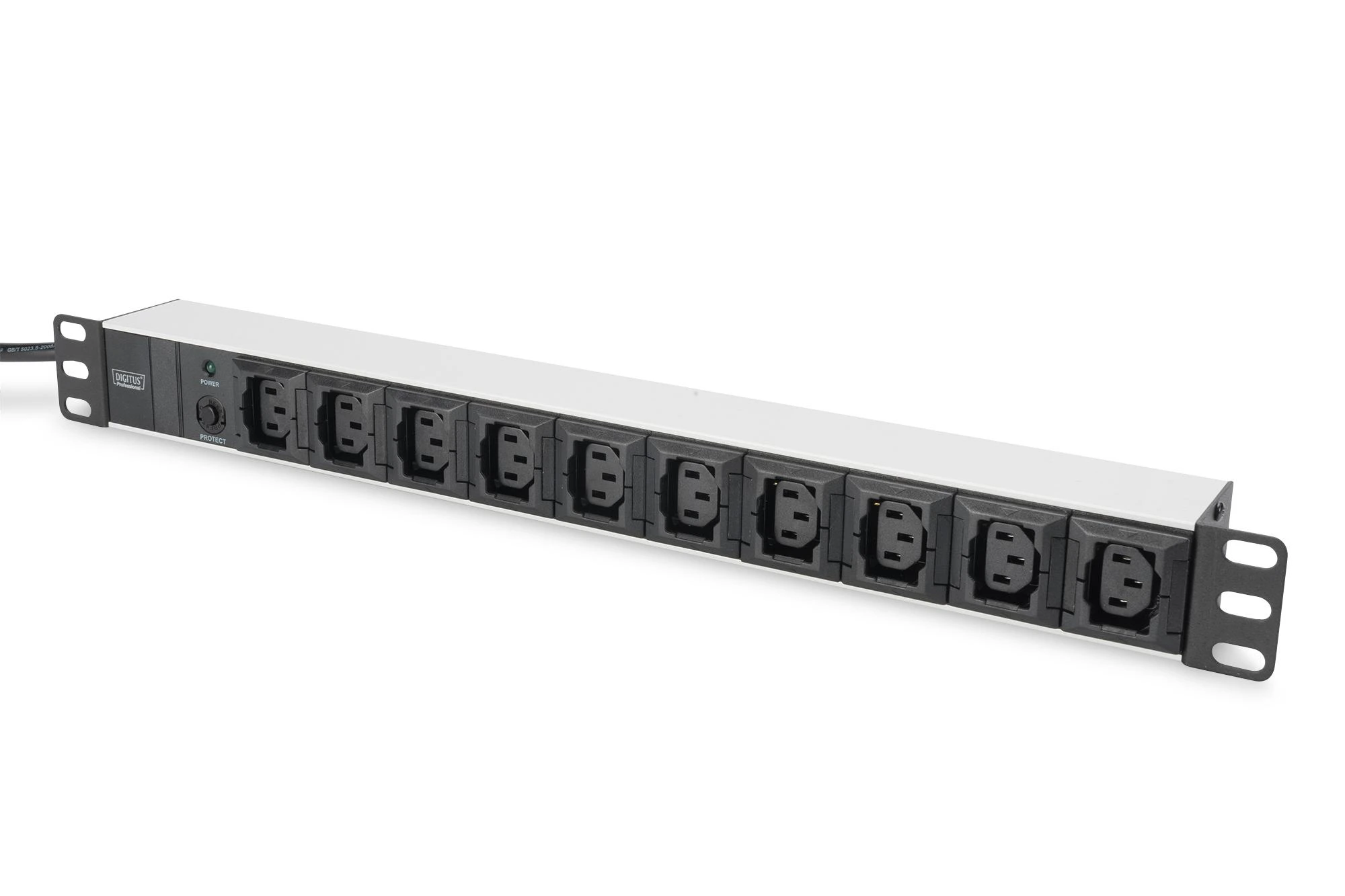 Assmann Electronic DIGITUS 19 colių išėjimo juostelė 10x juodas 10A 2500W Alu profilio apsauga nuo perkrovos C14 kištukas