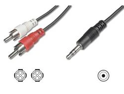 ASSMANN Audio connection cable, stereo 3.5mm - 2x RCA, 5.00m, AK-510300-050-S