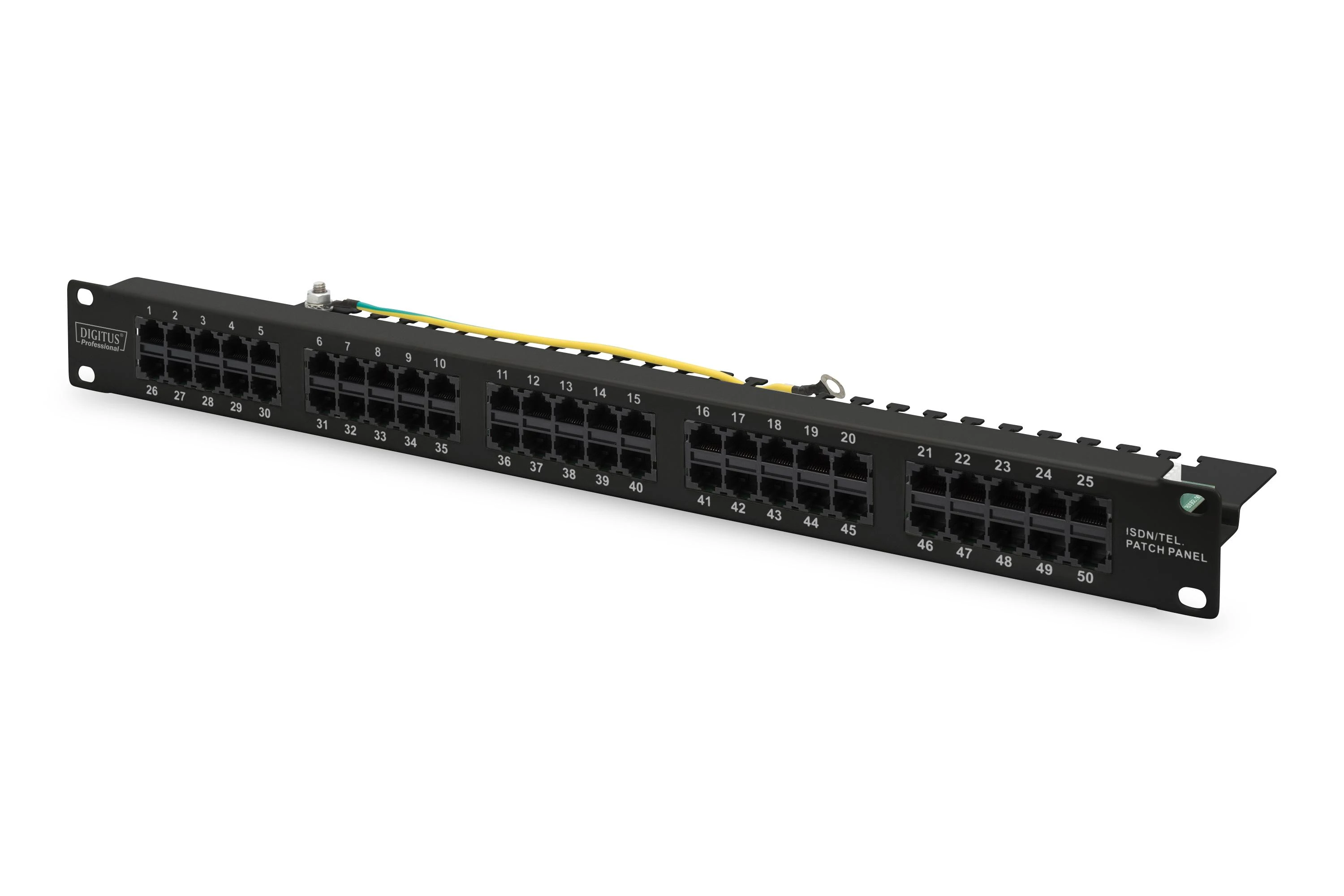„Assmann Electronic DIGITUS CAT 3 ISDN“ komutacinė panelė, neekranuota, 50 prievadų RJ45 8P4C LSA 1U, montuojama ant stovo, pilkos spalvos RAL 7035