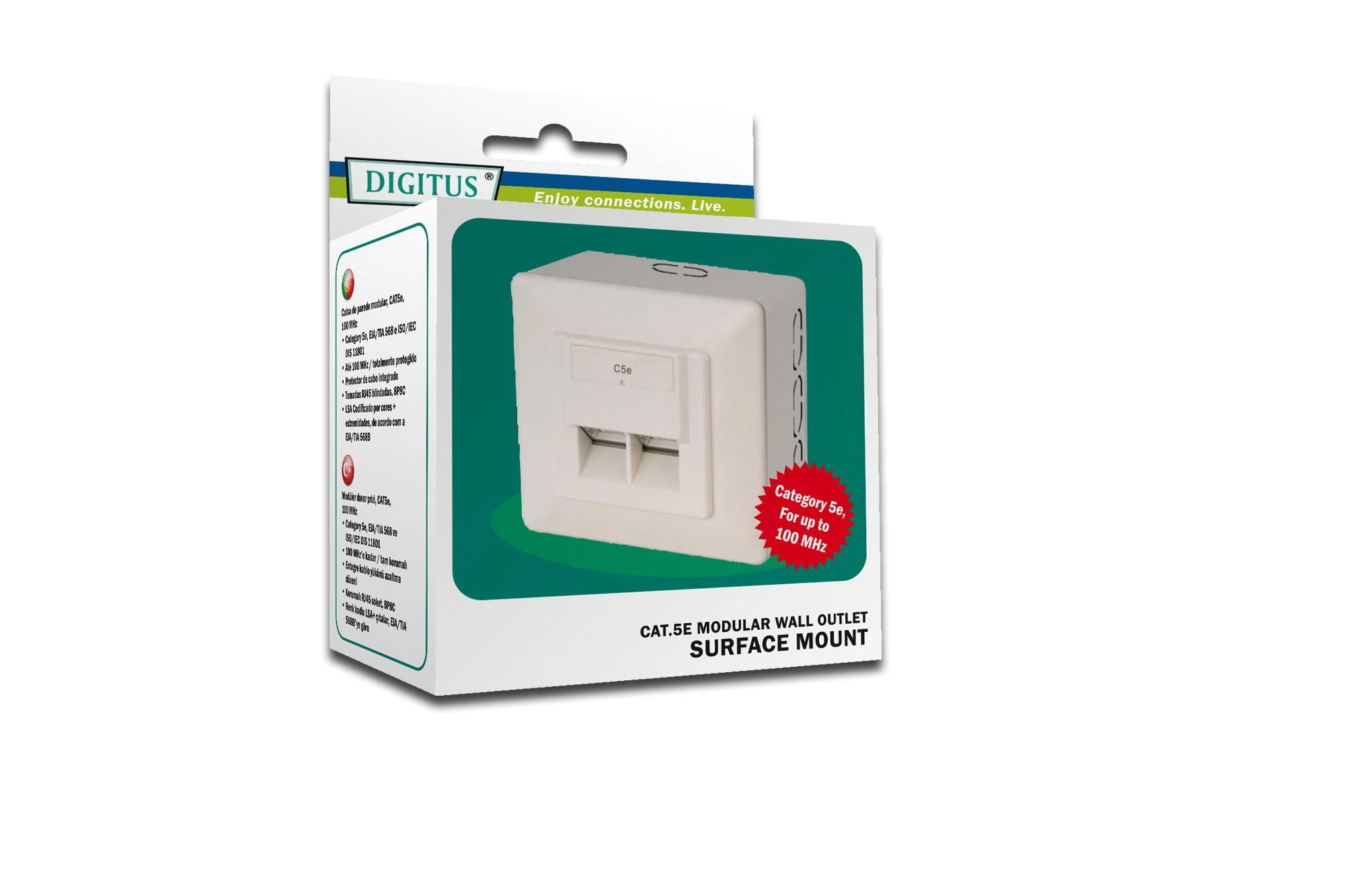 Assmann Electronic DIGITUS CAT 5e sieninis lizdas ekranuotas 2x RJ45 8P8C LSA spalvos grynas baltas paviršinis montavimas