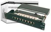 Assmann Electronic DIGITUS CAT 6 E klasės skydelis ekranuotas 8 prievadų RJ45 8P8C LSA 1U 254 mm (10 colių) Rack Mount spalva juodas RAL 9005