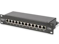 Assmann Electronic DIGITUS CAT 6 E klasės skydelis ekranuotas 8 prievadų RJ45 8P8C LSA 1U 254 mm (10 colių) Rack Mount spalva juodas RAL 9005