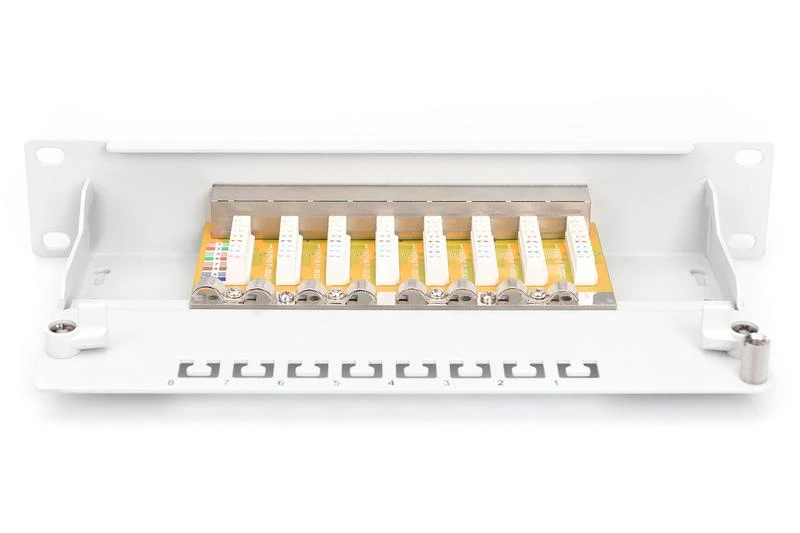 Assmann Electronic DIGITUS CAT 6 E klasės skydelis ekranuotas 8 prievadų RJ45 8P8C LSA 1U 254 mm (10 colių) Rack Mount spalva juodas RAL 9005