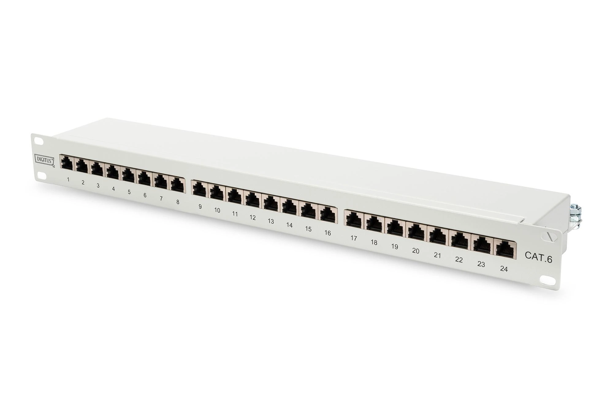 Assmann Electronic DIGITUS Patch Panel 19inch 24Port Cat6 ekranuotas pilkas RAL7035 kabelio montavimas apie LSA
