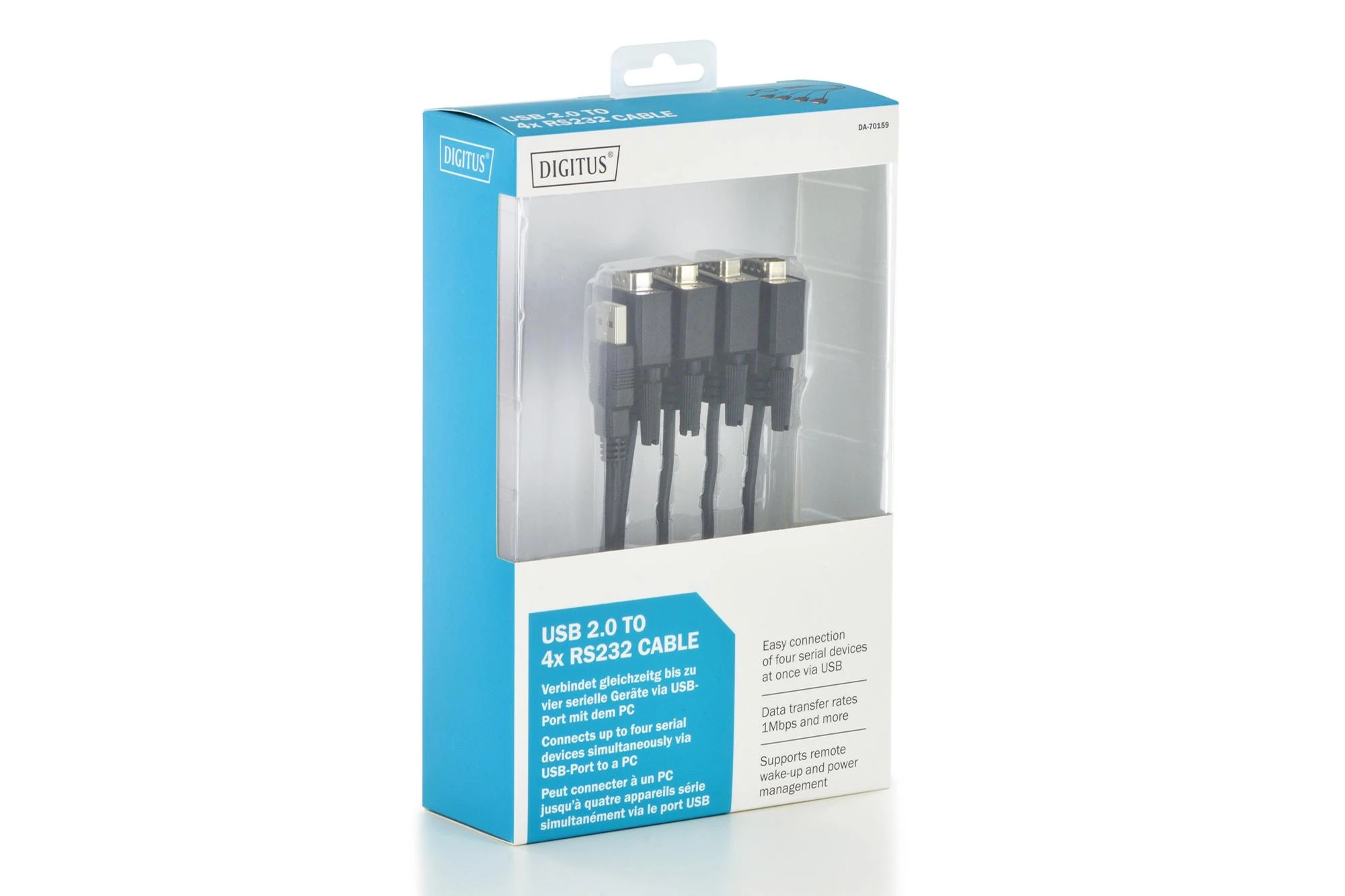 Digitus USB 2.0 į 4x RS232 kabelis pakuotėje