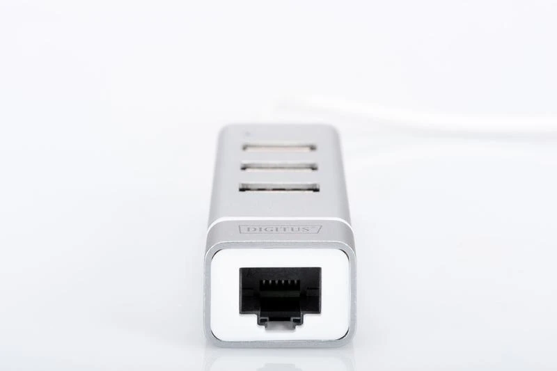 Assmann Electronic DIGITUS USB 2.0 3 prievadų šakotuvas + greitas Ethernet LAN adapteris su C tipo jungtimi