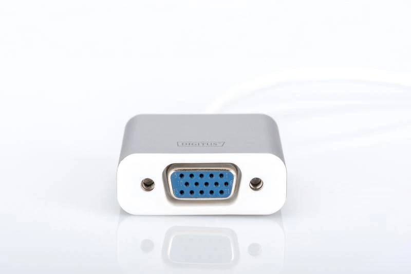 Assmann Electronic DIGITUS USB3.0 Typ C VGA grafinis adapteris Alu korpusas 20cm kabelio mikroschemų rinkinys VL100+IT6513 baltas
