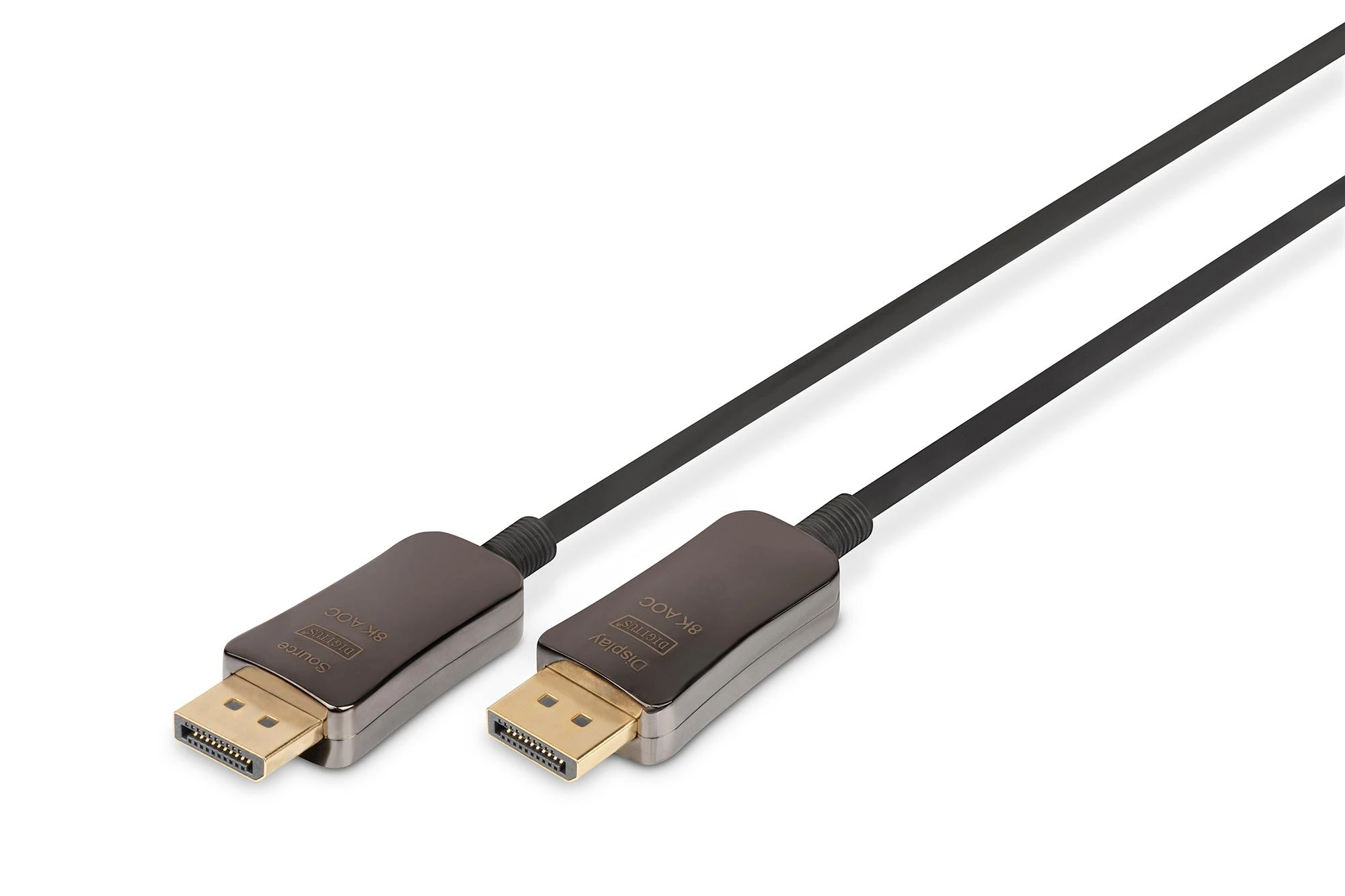 Assmann Electronic ASSMANN DisplayPort AOC Hibridinio pluošto prijungimo kabelis M/M 15m UHD 8K60Hz CE auksinis bl