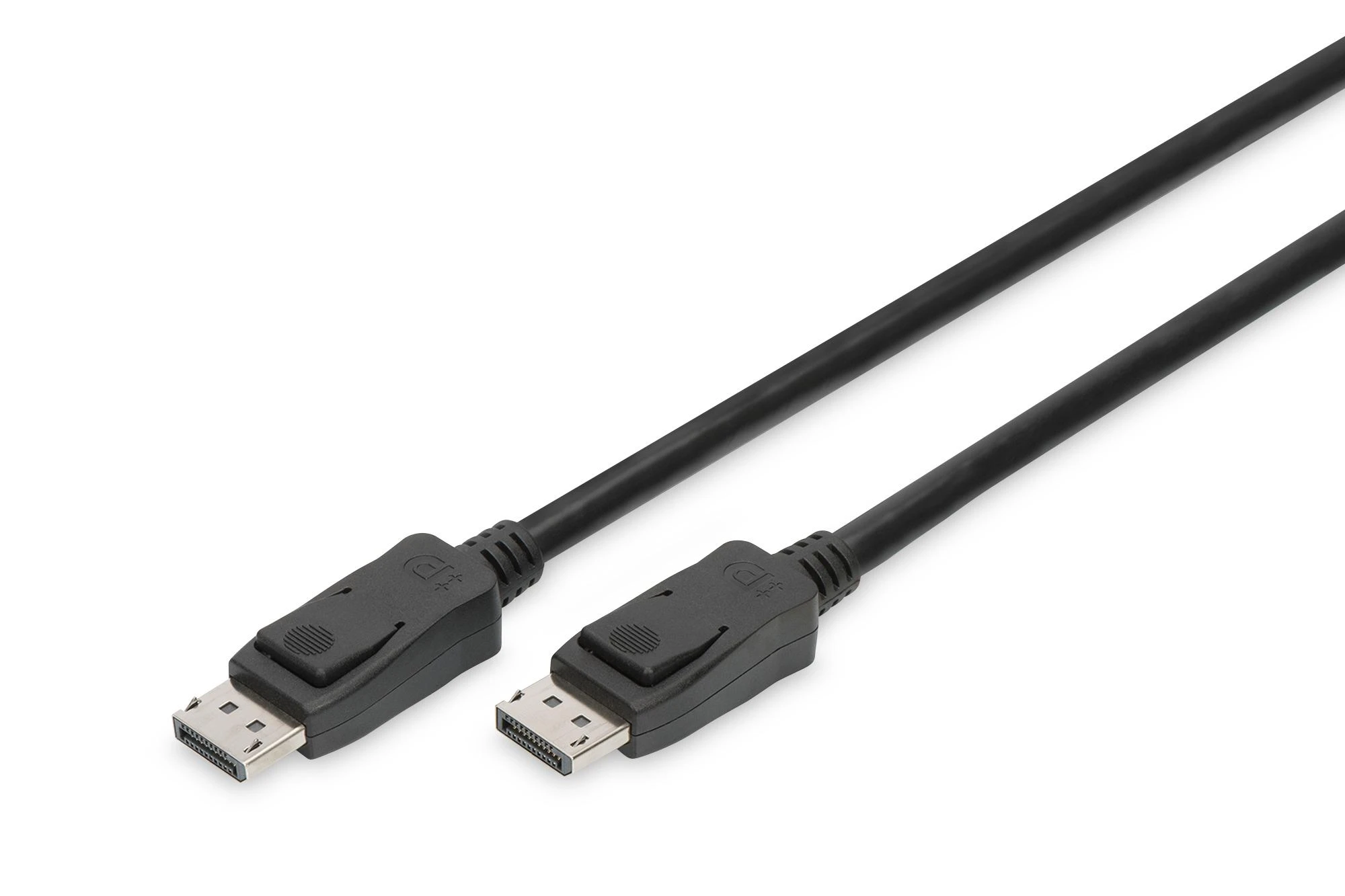Juodas DisplayPort laidas su fiksatoriais
