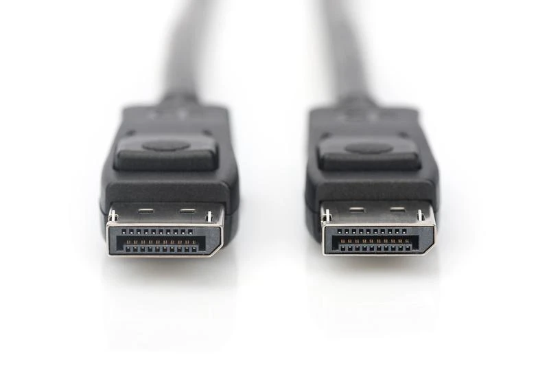 DisplayPort kabelio jungtys su fiksavimo mygtukais