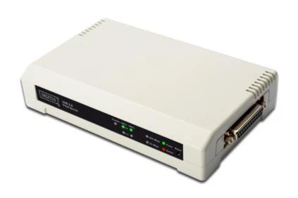 Assmann Electronic DIGITUS greito eterneto spausdinimo serveris 2+1port 2xUSB2.0 1xparallel 1xRJ-45 su maitinimo šaltiniu