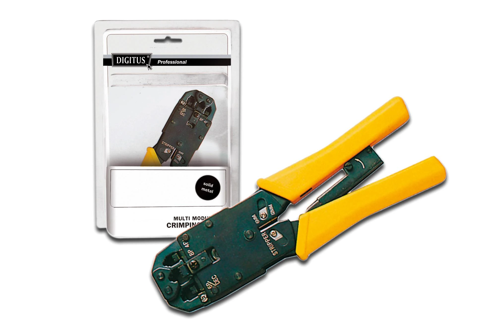 Assmann Electronic DIGITUS Multi Modular Crimping Tool pilnas metalas tinka 4P2C 4P4C 6P4C 6P6C 8P8C įsk. nuėmiklis ir pjaustytuvas