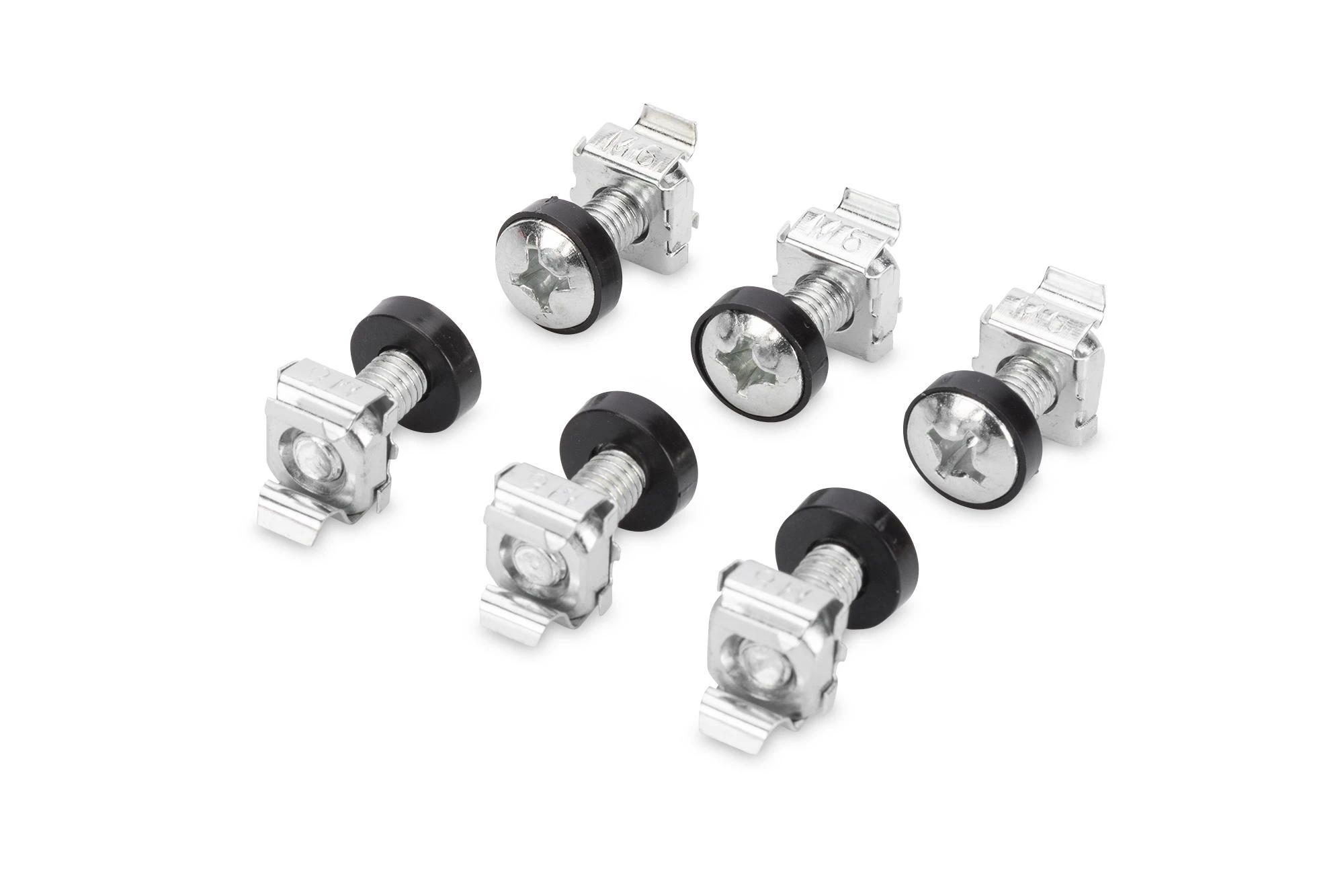 DIGITUS Tinklinės spintos montavimo varžtas, varžtai 50xM6, veržlės 50xM6, poveržlės 50xM6 Juodas spalva, ilgis 17mm, DN-19 SET-S