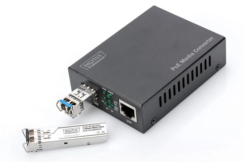 DIGITUS Gigabit Ethernet PoE+ Media Converter, SFP | Digitus