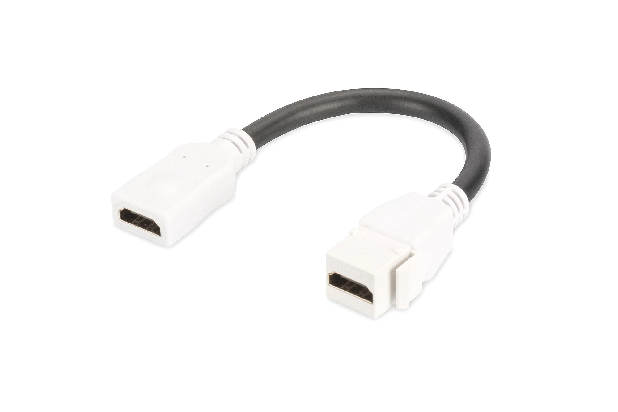 Digitus Keystone HDMI modulis su 12 cm kabeliu, lizdų ir tuščių skydų jungtimi, moteriška / moteriška, balta (DN-93403)
