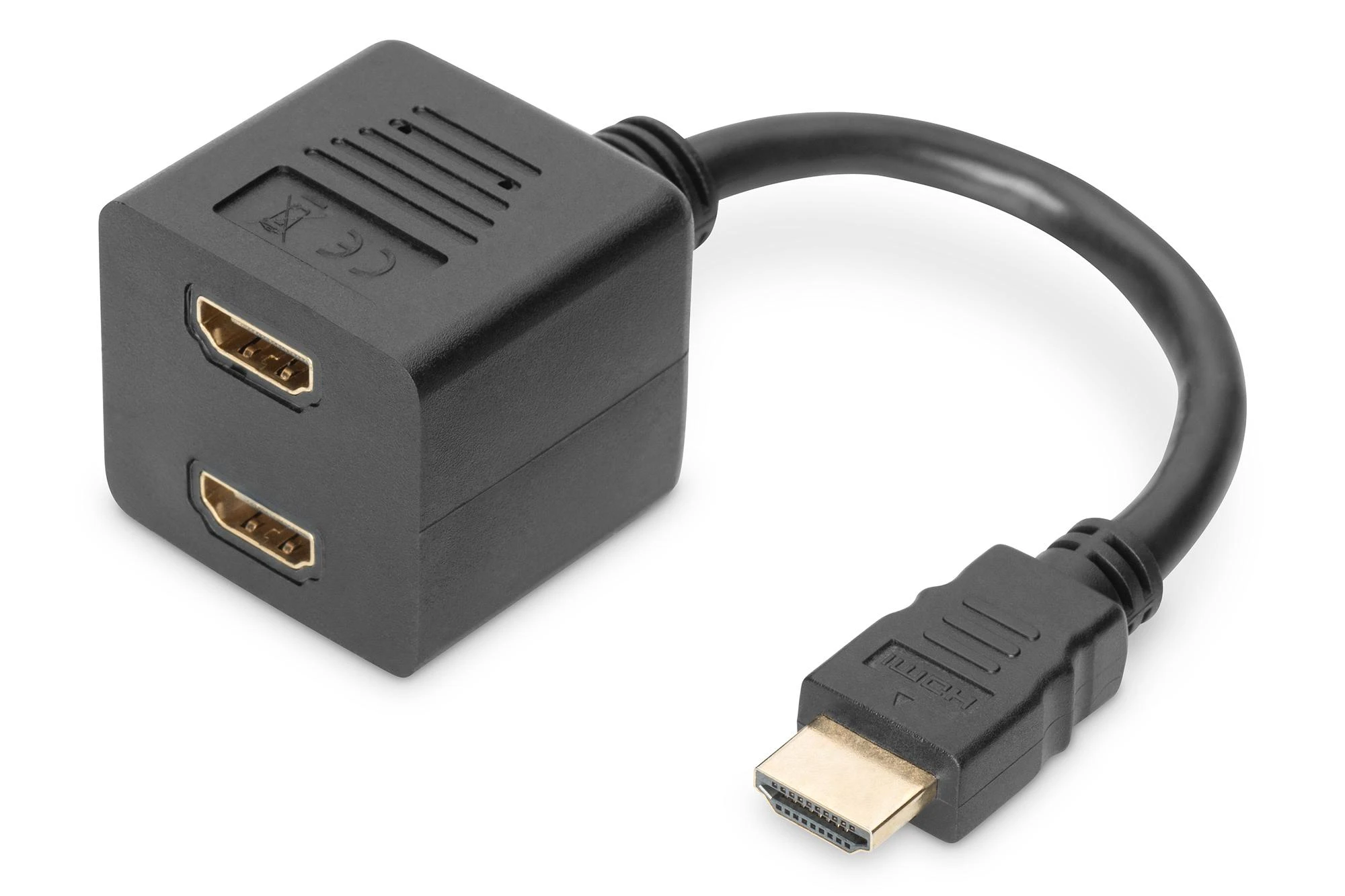 Assmann Electronic DIGITUS HDMI Y skirstytuvo kabelis tipas A -2xtipas A M/F 0,2m pasyvus Full HD auksinis bl