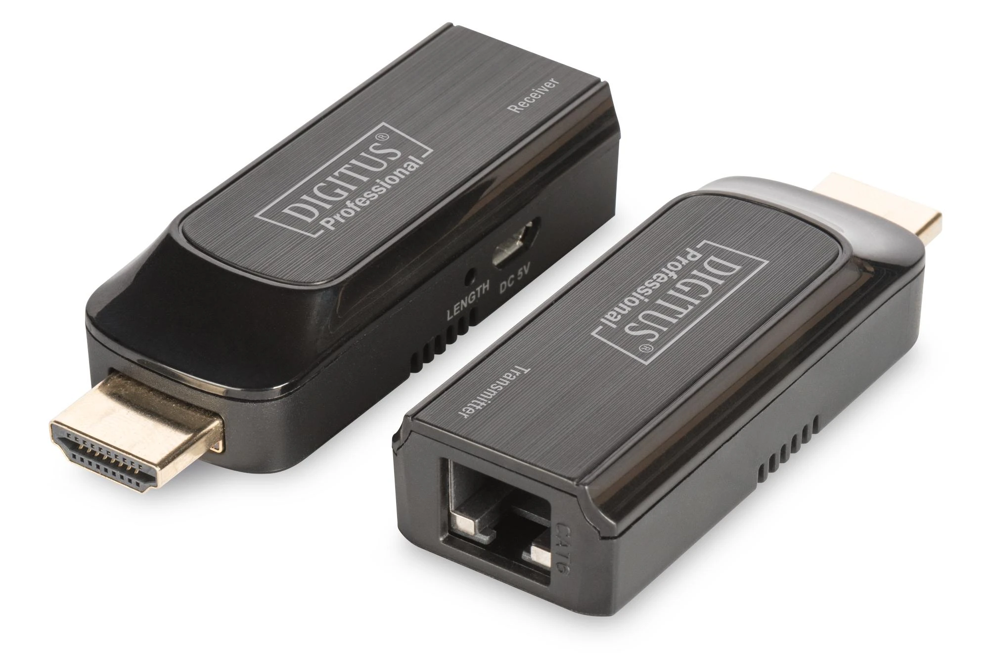 Assmann Electronic DIGITUS Mini HDMI prailginimo rinkinys Full HD 50m Cat6/6A/7 maitinamas per Micro USB laidą juodas