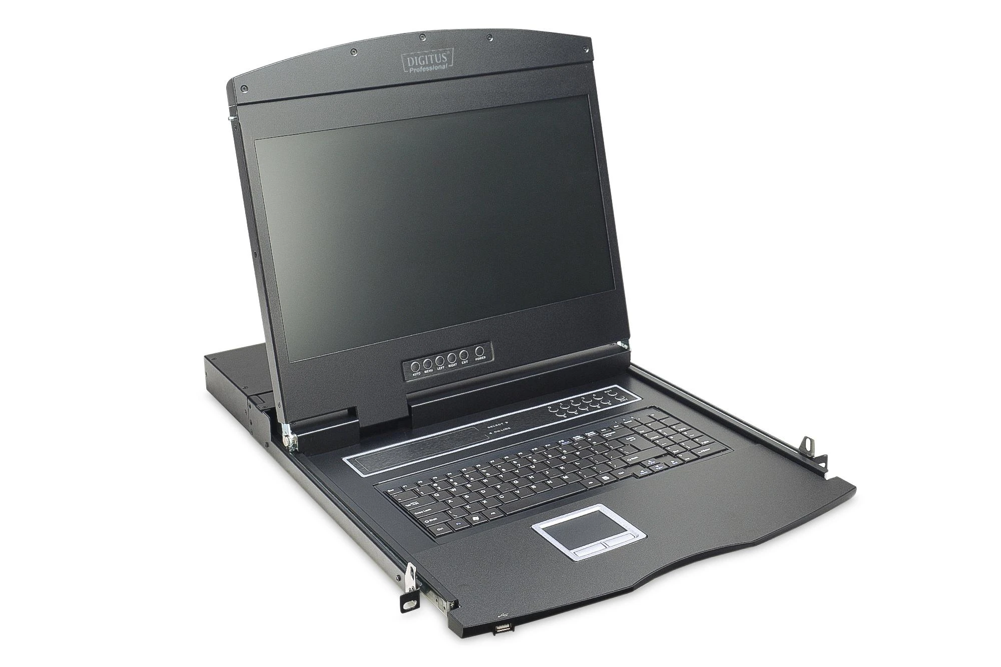Digitus Konsolė modularna KVM 19'' LCD TFT, 8 portów VGA, touchpad, klaviatūra GE, juoda