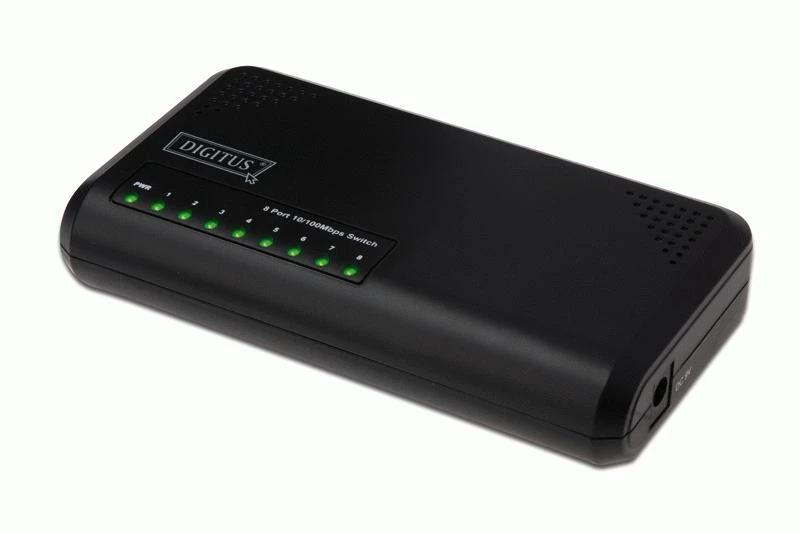 Šakotuvas DIGITUS Fast Ethernet Office Switch, 8 Port, Compact, Plastic, DN-50022