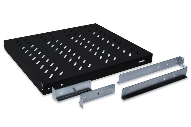 DIGITUS 19" Cabinet shelf, 1U, 500-780mm, color juodas (RAL 9005), DN-97647
