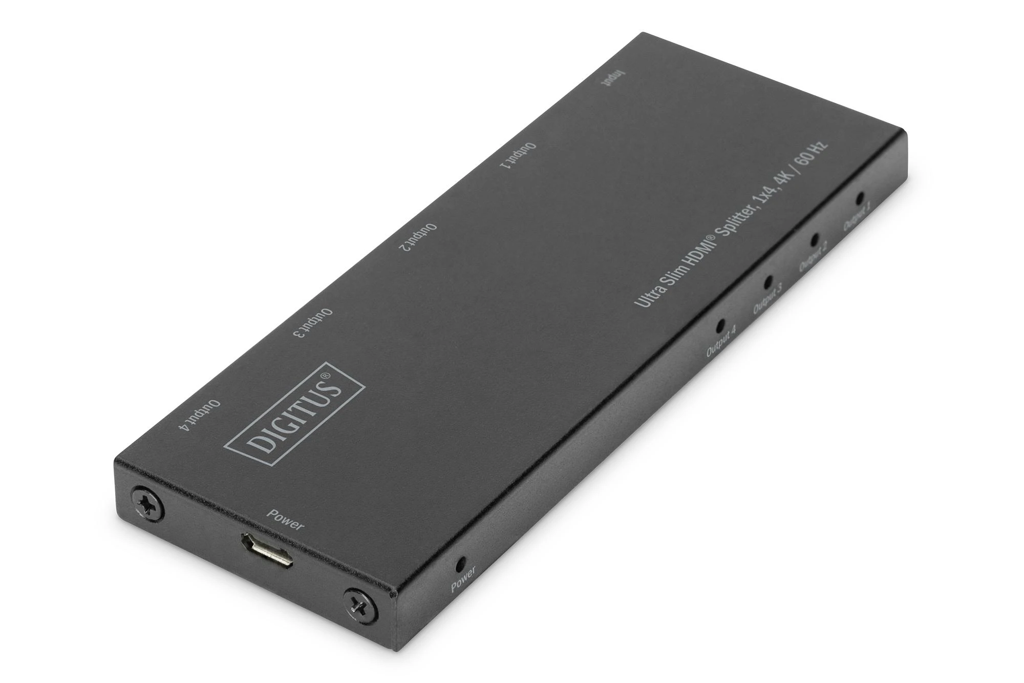 Assmann Electronic Assmann elektroninis DIGITUS DS-45323 itin plonas HDMI skirstytuvas 1x4 4K/60Hz HDR HDCP 2.2 18Gbps, maitinamas mikro USB