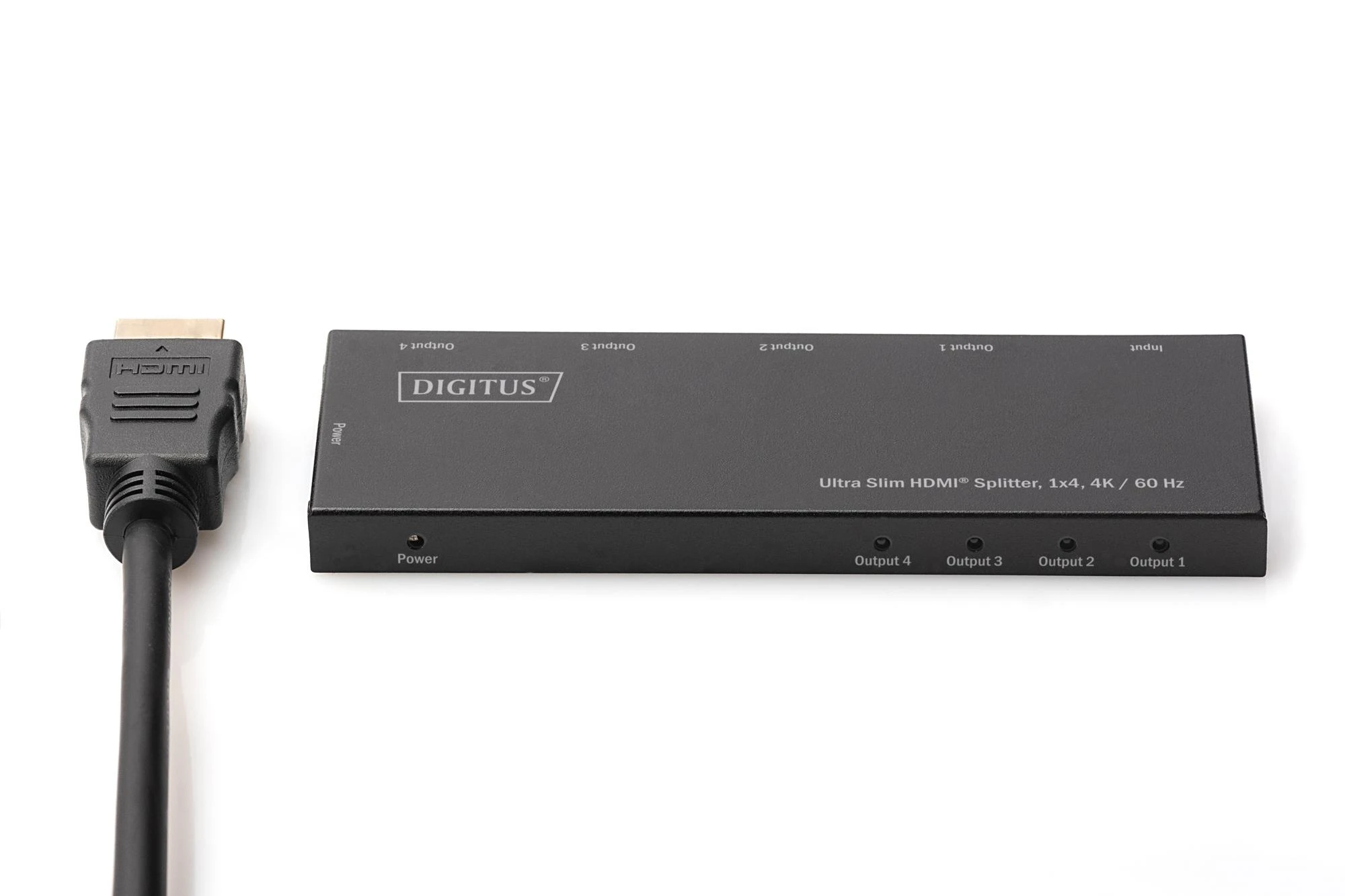 Assmann Electronic Assmann elektroninis DIGITUS DS-45323 itin plonas HDMI skirstytuvas 1x4 4K/60Hz HDR HDCP 2.2 18Gbps, maitinamas mikro USB