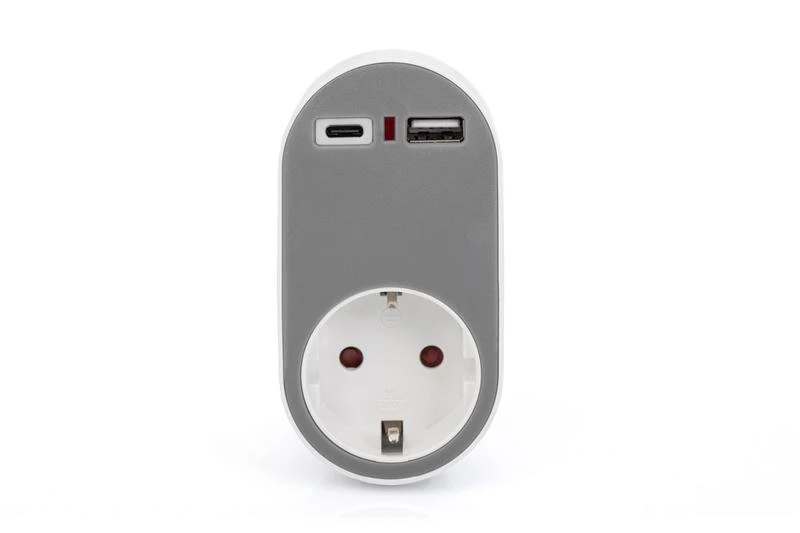 Ednet DIGITUS universalus USB-C įkroviklis su USB-A ir integruotu lizdu, DA-70616