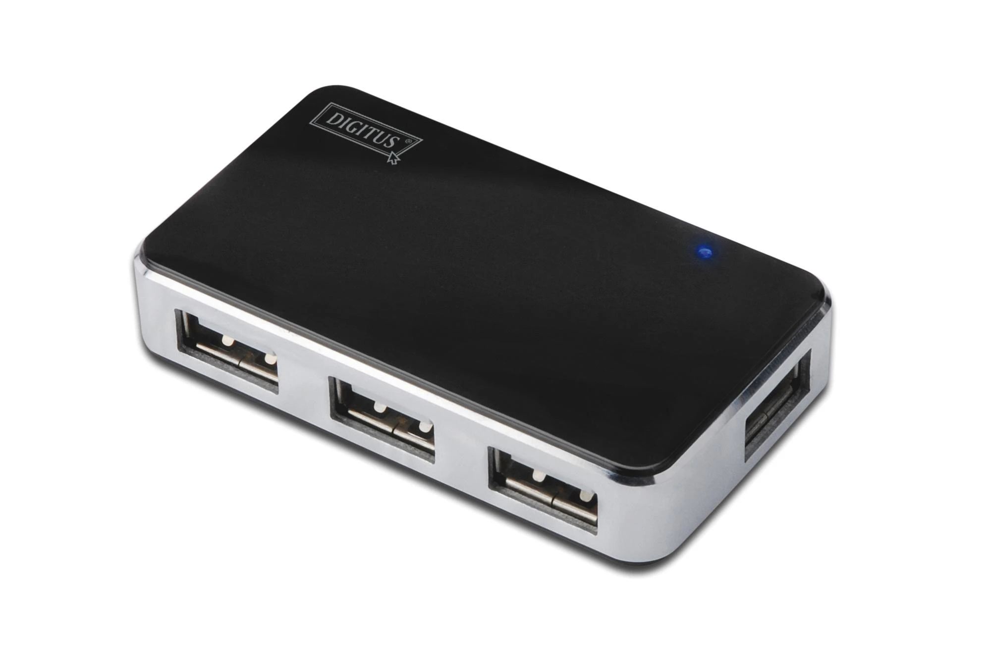 Assmann Electronic DIGITUS USB2.0 Hub 4 prievadų 4xUSB A /F USB B mini F įsk. maitinimo šaltinis ir USB kabelis A/B mini