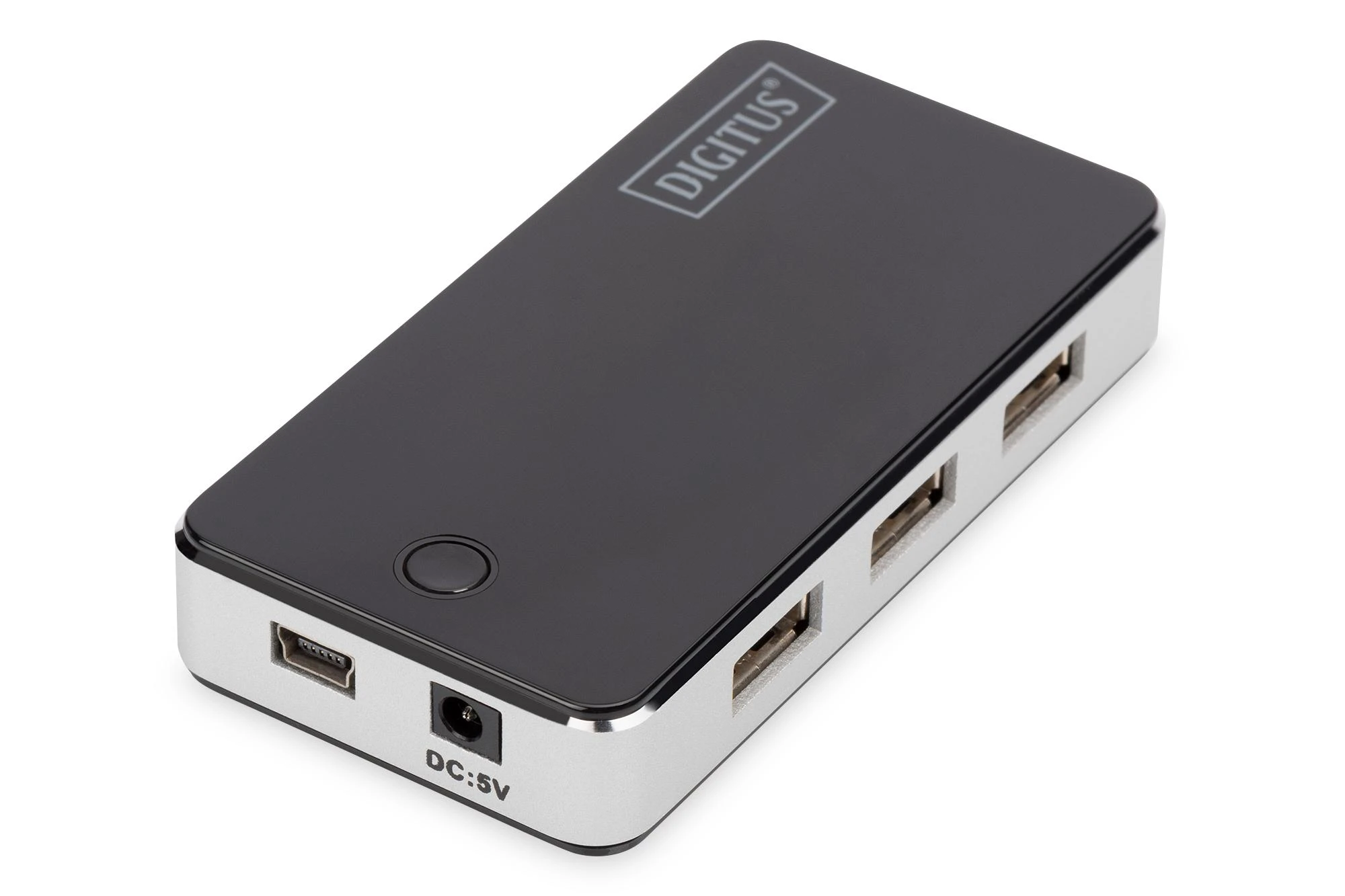 Assmann Electronic DIGITUS USB2.0 Hub 7 prievadų 7xUSB A/F 1xUSB mini su įsk. maitinimo 5V DC 3,5A ir USB laidas juodas