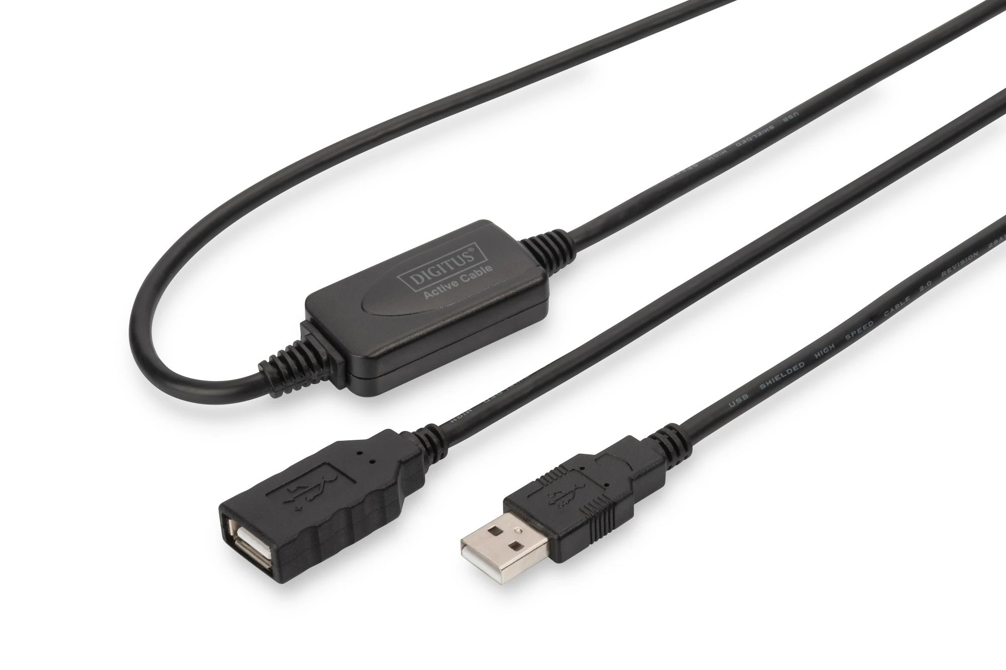 Assmann Electronic DIGITUS USB 2.0 kartotuvo kabelis 10m USB A vyriškas / A moteriškas
