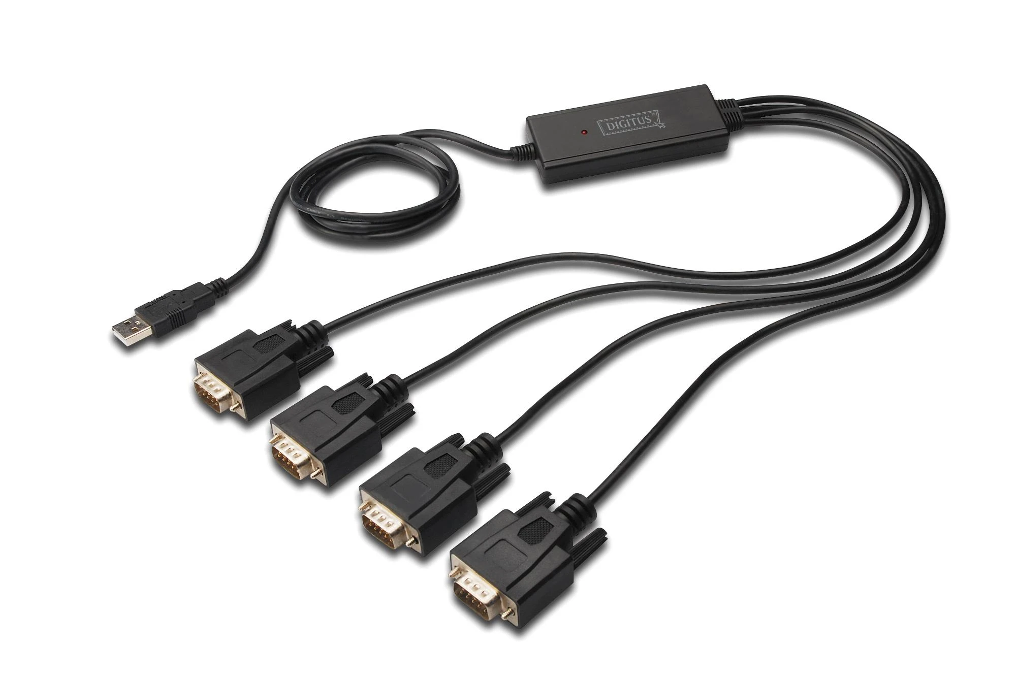 USB į 4x RS232 kabelis su jungčių skirstytuvu