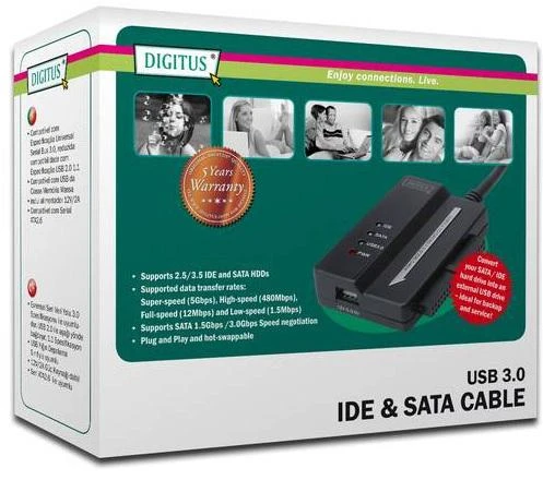 Assmann Electronic DIGITUS USB3.0 adapterio laidas prie SATA ir IDE, įskaitant maitinimo šaltinį 2,5" + 3,5" HDD + SSD