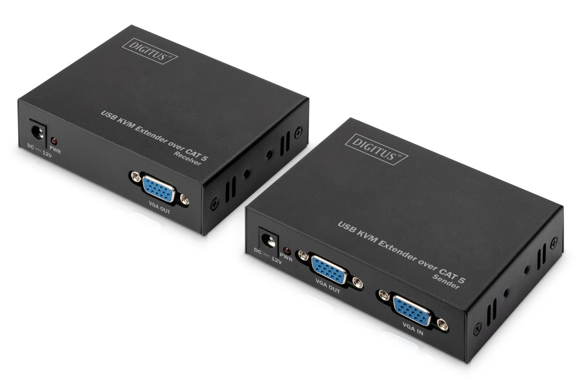 „Assmann Electronic DIGITUS DS-51201“ KVM ilgintuvas, USB, 1 vietinis + 1 nuotolinis, iki 200M CAT5 UTP, raiška 1920x1080, 60Hz