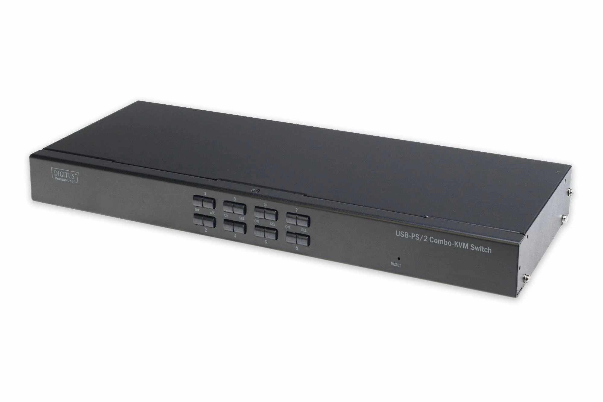 Assmann Electronic DIGITUS 8 krypčių kombinuotas KVM jungiklis, 1 vartotojo 8 kompiuterių modulio lizdas IP moduliui