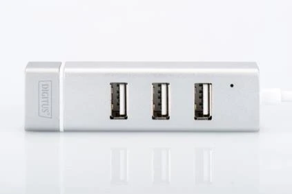 Assmann Electronic DIGITUS USB 2.0 3 prievadų šakotuvas + greitas Ethernet LAN adapteris su C tipo jungtimi