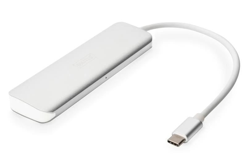 DIGITUS DA-70242-1 DIGITUS HUB 4 prievadų USB 3.0 SuperSpeed su C tipo maitinimo tiekimu aliuminio