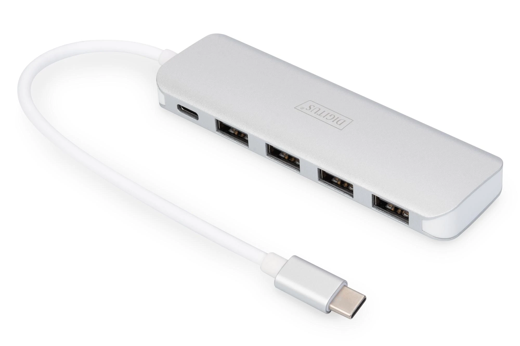 DIGITUS DA-70242-1 DIGITUS HUB 4 prievadų USB 3.0 SuperSpeed su C tipo maitinimo tiekimu aliuminio